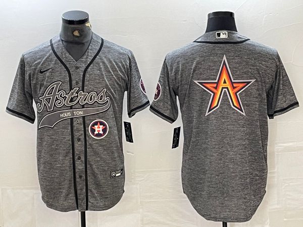 Men Houston Astros Blank Grey 2024 Nike Co Branding Game MLB Jersey style 3